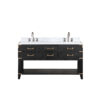 Norwalk 60W x 22D Black Oak Double Bath Vanity, Carrara Marble Top, and Faucet Set