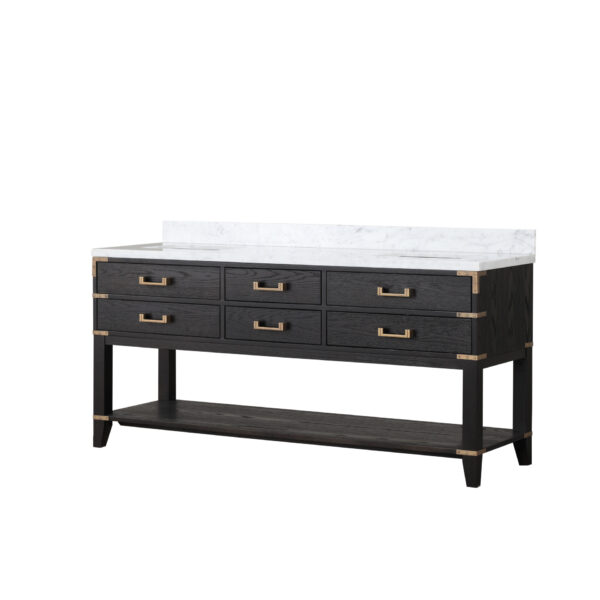 Norwalk 72W x 22D Black Oak Double Bath Vanity and Carrara Marble Top