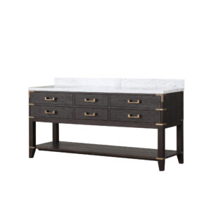 Norwalk 72W x 22D Brown Oak Double Bath Vanity and Carrara Marble Top