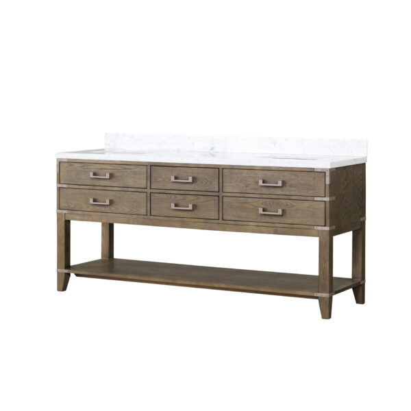 Norwalk 72W x 22D Grey Oak Double Bath Vanity and Carrara Marble Top