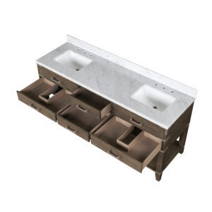 Norwalk 72W x 22D Grey Oak Double Bath Vanity and Carrara Marble Top