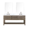 Norwalk 72W x 22D Grey Oak Double Bath Vanity, Carrara Marble Top, Faucet Set, and 34Mirrors