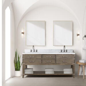 Norwalk 72W x 22D Grey Oak Double Bath Vanity and Carrara Marble Top