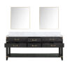 Norwalk 80W x 22D Black Oak Double Bath Vanity, Carrara Marble Top, and 36Mirrors