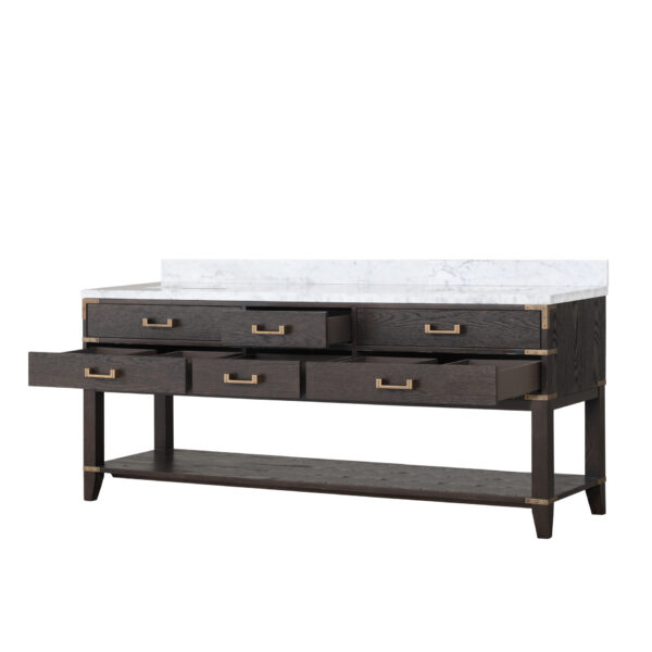 Norwalk 80W x 22D Brown Oak Double Bath Vanity and Carrara Marble Top