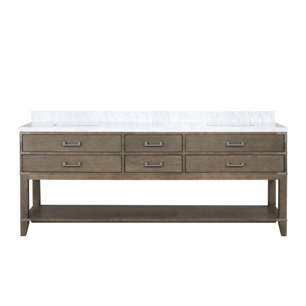 Norwalk 84W x 22D Grey Oak Double Bath Vanity and Carrara Marble Top