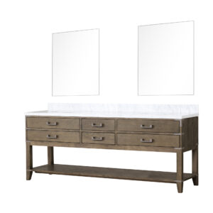 Norwalk 84W x 22D Grey Oak Double Bath Vanity, Carrara Marble Top, and 36Mirrors