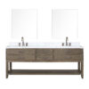 Norwalk 84W x 22D Grey Oak Double Bath Vanity, Carrara Marble Top, Faucet Set, and 36Mirrors