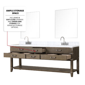 Norwalk 84W x 22D Grey Oak Double Bath Vanity and Carrara Marble Top