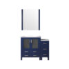 Volez 48W x 18.25D Navy Blue Single Bath Vanity with Side Cabinet, White Ceramic Top, and 34Mirror