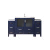 Volez 60W x 18.25D Navy Blue Double Bath Vanity with Side Cabinets, White Ceramic Top, and Faucet Set