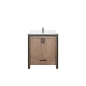 Ziva 30W x 22D Rustic Barnwood Bath Vanity, Cultured Marble Top and Faucet Set