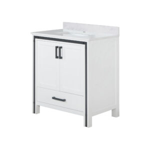 Ziva 30W x 22D White Bath Vanity and White Quartz Top