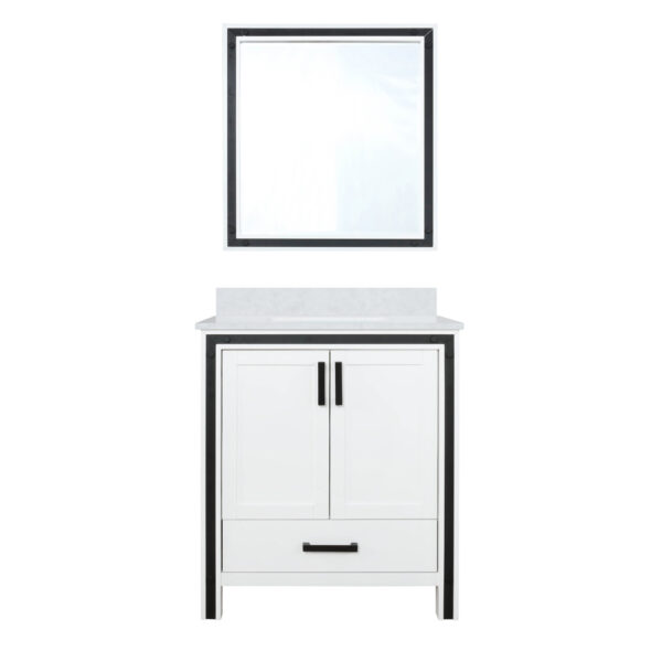 Ziva 30W x 22D White Bath Vanity, Cultured Marble Top and 28Mirror