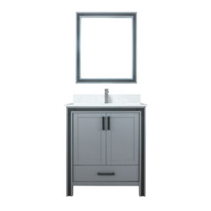 Ziva 30W x 22D Dark Grey Bath Vanity, Cultured Marble Top and Faucet Set