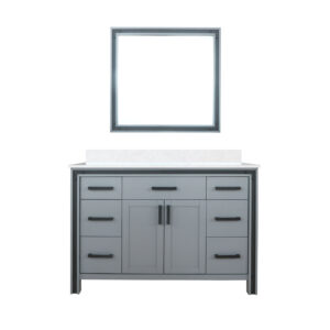 Ziva 48W x 22D Dark Grey Bath Vanity, Cultured Marble Top and 34Mirror