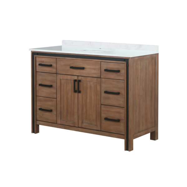 Ziva 48W x 22D Rustic Barnwood Bath Vanity and White Quartz Top