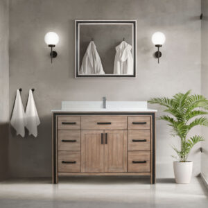 Ziva 48W x 22D Rustic Barnwood Bath Vanity and 34Mirror