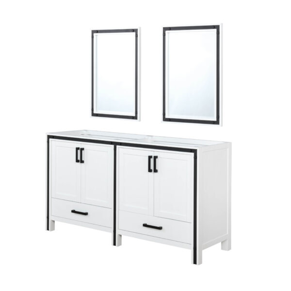 Ziva 60W x 22D White Double Bath Vanity and 22Mirrors