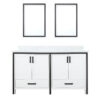 Ziva 60W x 22D White Double Bath Vanity, Cultured Marble Top and 22Mirrors