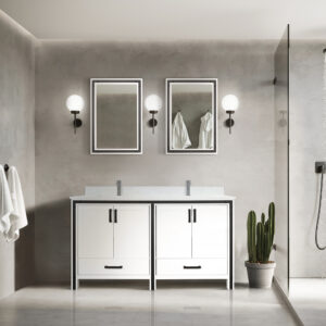 Ziva 60W x 22D White Double Bath Vanity