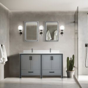 Ziva 60W x 22D Dark Grey Double Bath Vanity