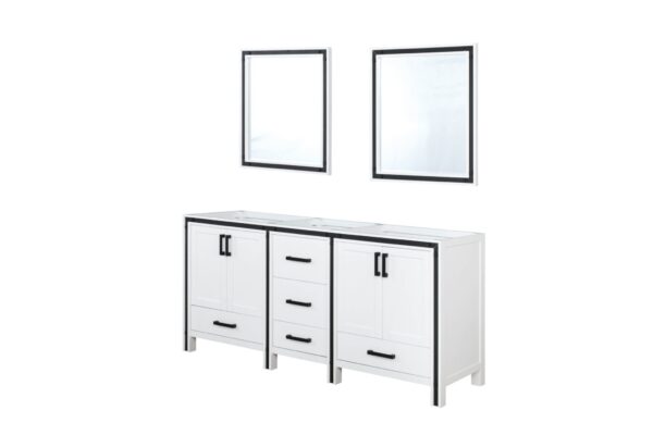 Ziva 72W x 22D White Double Bath Vanity and 30Mirrors