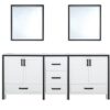 Ziva 72W x 22D White Double Bath Vanity and 30Mirrors