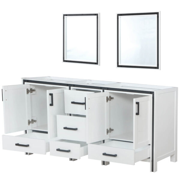 Ziva 72W x 22D White Double Bath Vanity and 30Mirrors