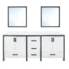 Ziva 72W x 22D White Double Bath Vanity, Cultured Marble Top and 30Mirrors