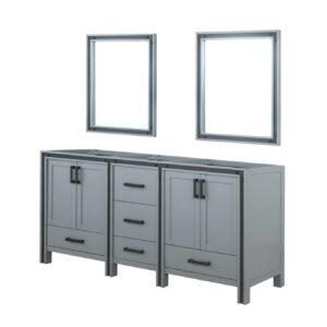 Ziva 72W x 22D Dark Grey Double Bath Vanity and 30Mirrors