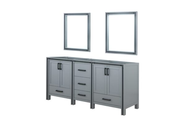 Ziva 72W x 22D Dark Grey Double Bath Vanity and 30Mirrors