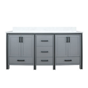 Ziva 72W x 22D Dark Grey Double Bath Vanity and Cultured Marble Top