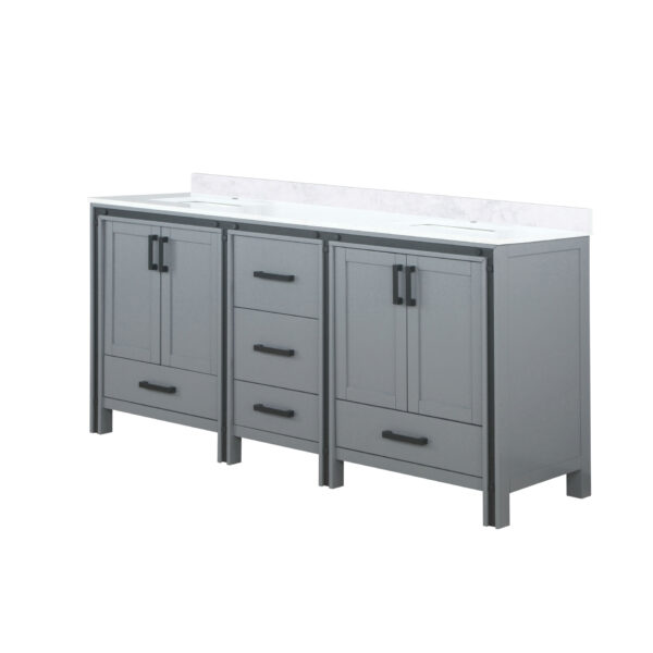 Ziva 72W x 22D Dark Grey Double Bath Vanity and White Quartz Top