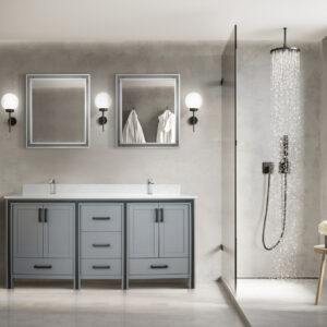 Ziva 72W x 22D Dark Grey Double Bath Vanity and 30Mirrors