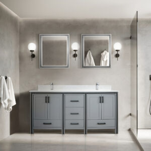 Ziva 72W x 22D Dark Grey Double Bath Vanity and 30Mirrors