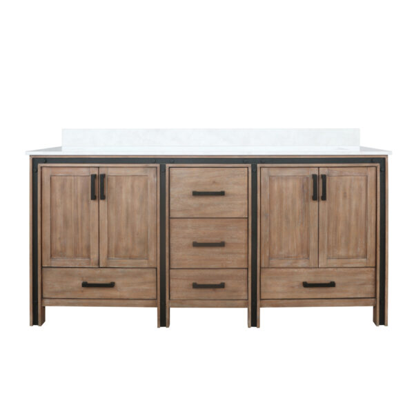 Ziva 72W x 22D Rustic Barnwood Double Bath Vanity and Cultured Marble Top