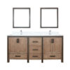 Ziva 72W x 22D Rustic Barnwood Double Bath Vanity, Cultured Marble Top, Faucet Set and 30Mirrors