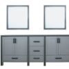 Ziva 80W x 22D Dark Grey Double Bath Vanity and 30Mirrors