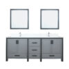 Ziva 80W x 22D Dark Grey Double Bath Vanity, Cultured Marble Top, Faucet Set and 30Mirrors