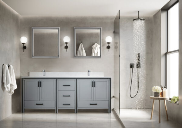 Ziva 80W x 22D Dark Grey Double Bath Vanity and 30Mirrors