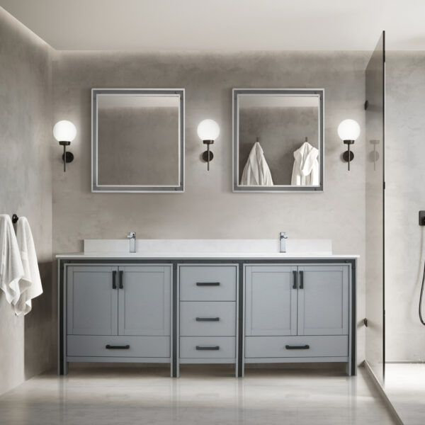 Ziva 80W x 22D Dark Grey Double Bath Vanity and 30Mirrors