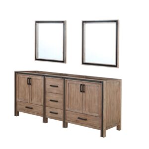 Ziva 80W x 22D Rustic Barnwood Double Bath Vanity and 30Mirrors