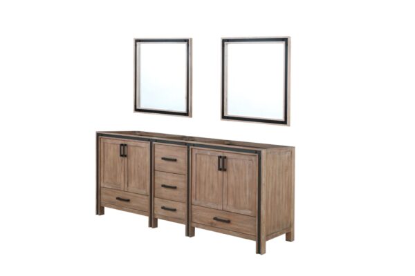 Ziva 80W x 22D Rustic Barnwood Double Bath Vanity and 30Mirrors