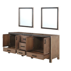 Ziva 80W x 22D Rustic Barnwood Double Bath Vanity and 30Mirrors