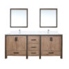 Ziva 80W x 22D Rustic Barnwood Double Bath Vanity, Cultured Marble Top, Faucet Set and 30Mirrors