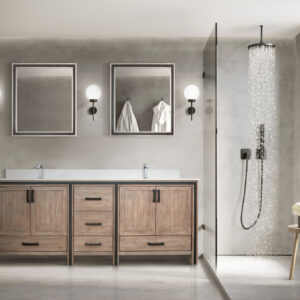 Ziva 80W x 22D Rustic Barnwood Double Bath Vanity and 30Mirrors