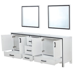 Ziva 84W x 22D White Double Bath Vanity and 34Mirrors