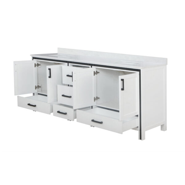 Ziva 84W x 22D White Double Bath Vanity and White Quartz Top