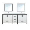 Ziva 84W x 22D White Double Bath Vanity, Cultured Marble Top, Faucet Set and 34Mirrors